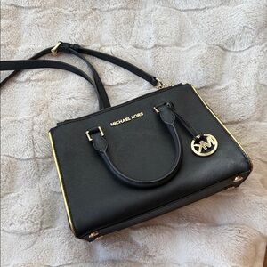 Michael Kors Black and Gold Satchel